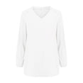 thumbnail image 4 of Endives Women's Long Sleeved T Shirt Retro Shirt V Neck Loose Thin Breathable Womens Top Spring Summer White, 4 of 7