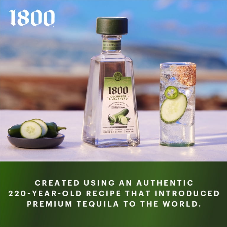 1800 Cucumber & Jalapeño Tequila, 750 ml Glass Bottle, 35% ABV