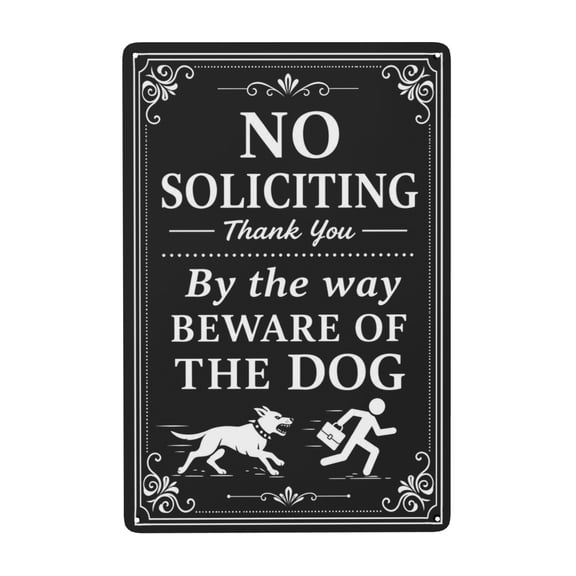Funny No Soliciting Beware Of Dog Metal Tin Sign For Front Door And Home Decor 8x12 Inch