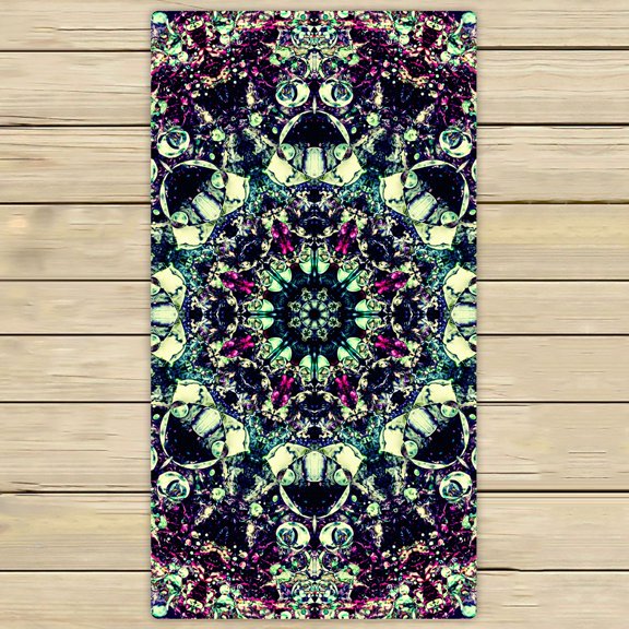PHFZK Flower Floral Towel, Psychedelic Mandala Hand Towel Bath Bathroom Shower Towels Beach Towel 30x56 inches