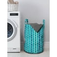 thumbnail image 3 of Abstract Laundry Bag, Wavy Stripe Pattern with Grunge Design Swirls Pattern Antique Composition, Basket with Handles Drawstring Closure for Laundromats, 13" x 19", Aqua Blue Turquoise, by Ambesonne, 3 of 4