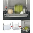 thumbnail image 2 of Stainless Steel Folding Hanging Dish Rack Draining Bowl Rack Plates, 2 of 6