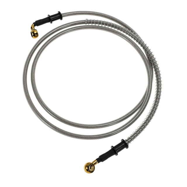 Manguera de aceite de freno de embrague para motocicleta de 180 cm, trenzado de nailon y alambre de acero inoxidable, línea de freno hidráulico para motocicletas y bicicletas de tierra, tono plateado