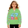 thumbnail image 5 of MEZZALL Boys Cartoon Number 67 Print Hooded Zip Up Jacket Long Sleeve Athletic Sweatshirt Outerwear Kids Lovely Tops Coats, 5 of 6