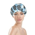 thumbnail image 3 of Kll Black Head Woman With Pineapple Hair Pattern Shower Cap & Bath Cap For Women,Reversible Oversized Waterproof Shower Caps For All Hair Lengths,Elastic Reusable Bathing Hair Cap, 3 of 9