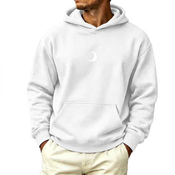 StSilkitty Mens Casual Hoodies Printed Solid Color Long Sleeve Hooded T-Shirts with Pocket Lightweight Comfy Sweatshirt