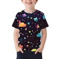 thumbnail image 2 of ITSAME Boys Pullover T-Shirts, Crewneck Starry Sky Print Loose Fit Summer Leisure Fashion Tees Multicolor 5-6T, 2 of 5