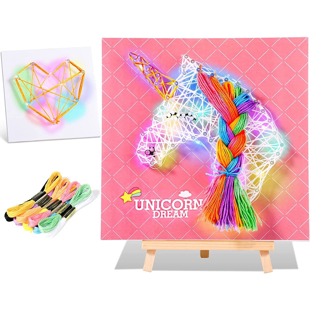 Fangsheng String Art, Unicorn Craft Kit with LED Light for Kids Aged 6