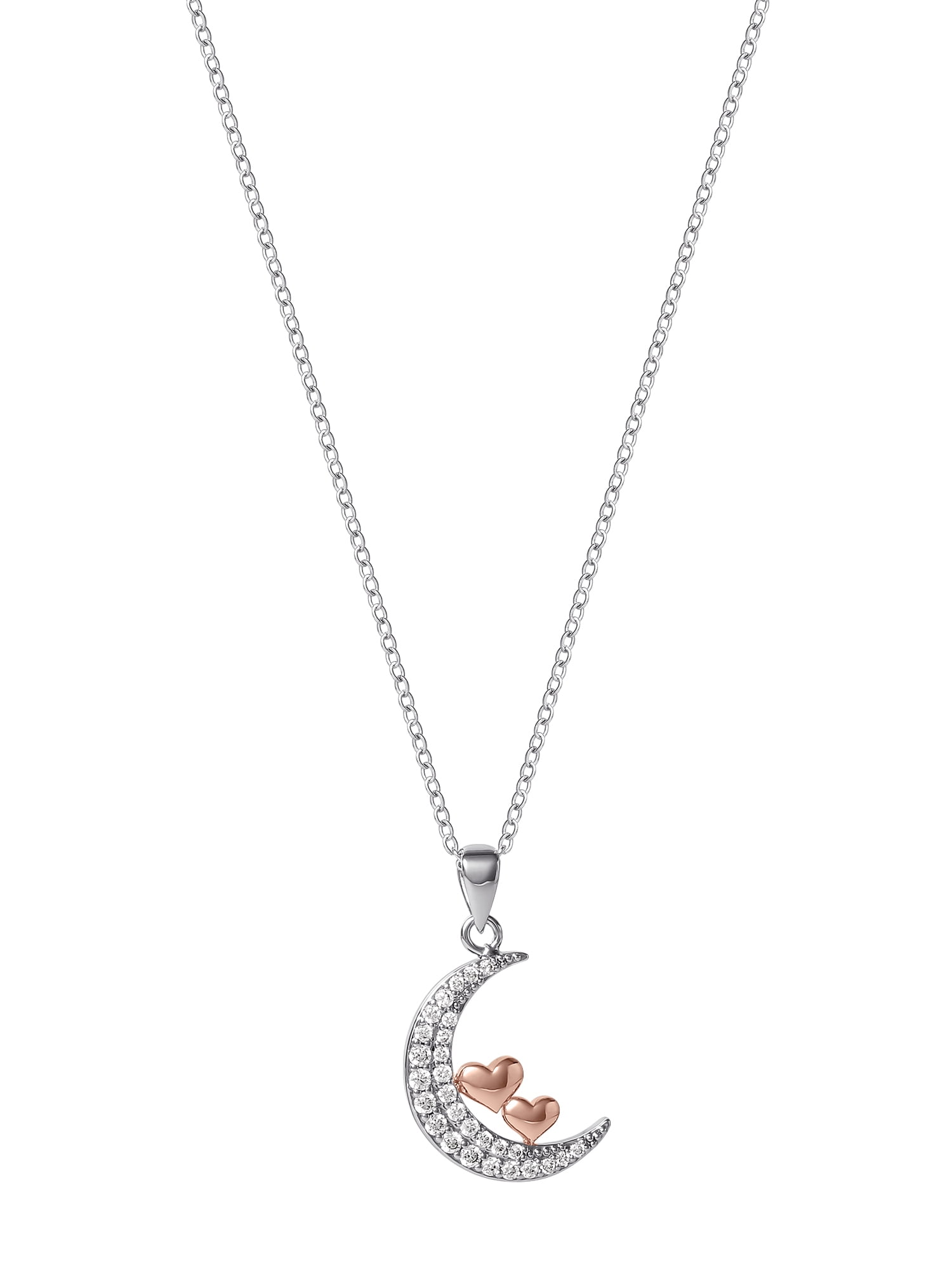 Believe by Brilliance, Women's Brass Pink Gold Plated Cubic Zirconia Pendant, 18" +2"