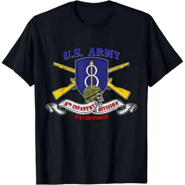 8th Infantry Division 8th ID T-Shirt Vétéran Pathfinder Division - comme sur l'Image - S