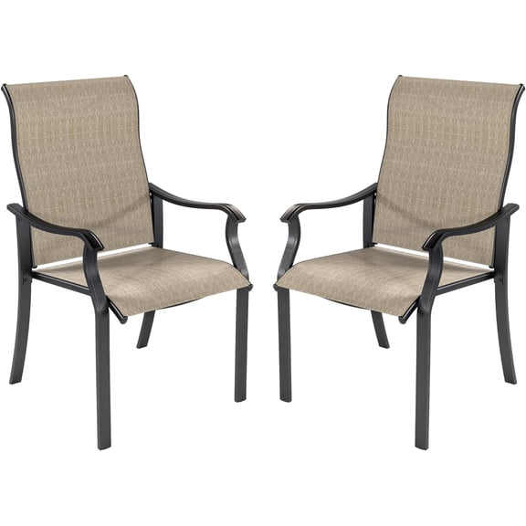 Techmilly Patio Chairs Set of 2, Outdoor Dining Chairs High Back with All Weather Breathable Textilene, Metal Frame for Lawn Garden Backyard Deck, Brown