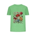 thumbnail image 1 of Blusas de Verano de las Mujeres Flor Impresa Cuello Redondo Manga Corta Superior, Verano Superior de las Mujeres, 1 of 8