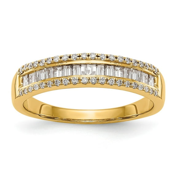 14K White Gold Ring Band Wedding Diamond Baguette Round
