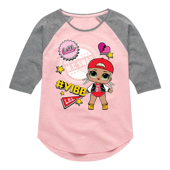 LOL Surprise! Dolls - M.C. Swag Vibe - School Doll - Toddler & Youth Girls Raglan Graphic T-Shirt