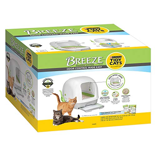 Purina Tidy Cats Hooded Litter Box System, Breeze Hooded System Starter Kit Litter Box, Litter