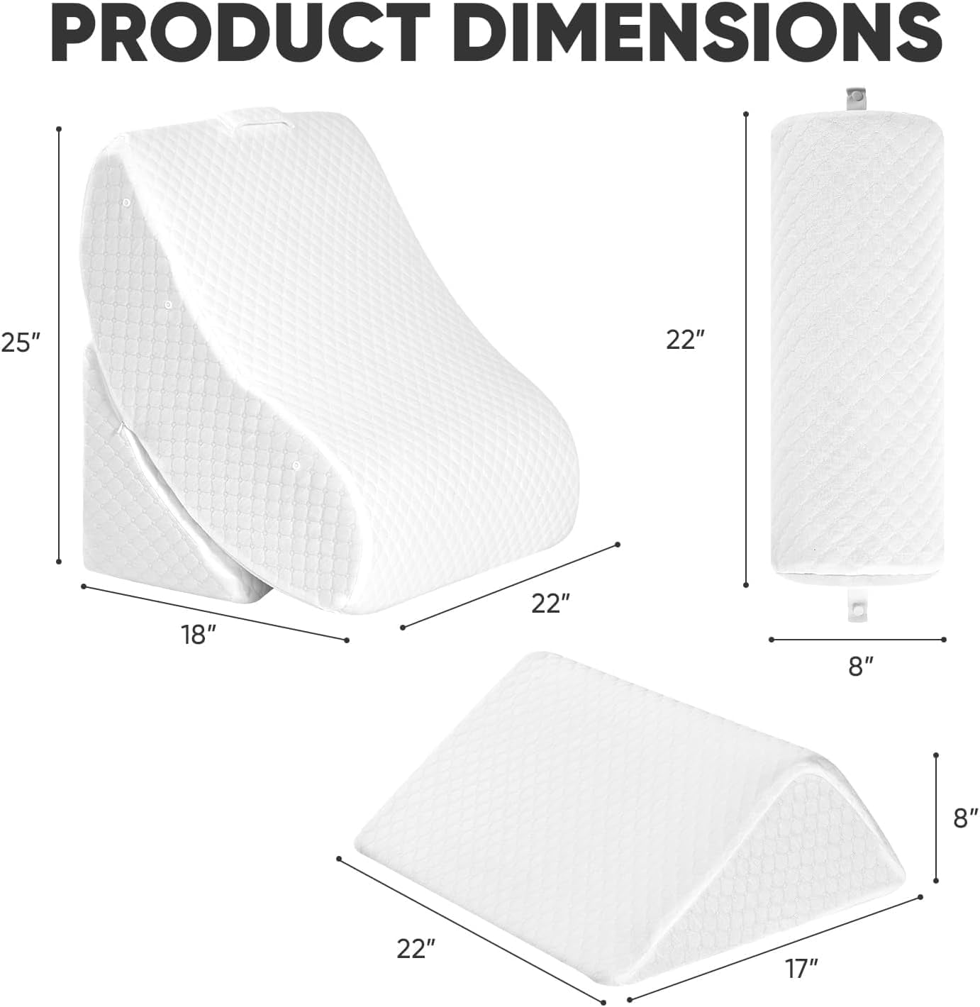 4 PCS Wedge Pillow Set for After Surgery, Memory Foam Orthopedic Bed Wedge Pillow Set, Adjustable Bed for Sleeping, Acid Reflux Relief, Post Surgery Recovery, Back Support, Leg Elevation, White