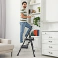 thumbnail image 5 of edx 2 Step Ladder, Portable Folding Step Stool Heavy Duty, Anti-Slip, Lightweight 800Lbs Capacity, For Kitchen, Garage & Outdoor Use, Black, 5 of 8