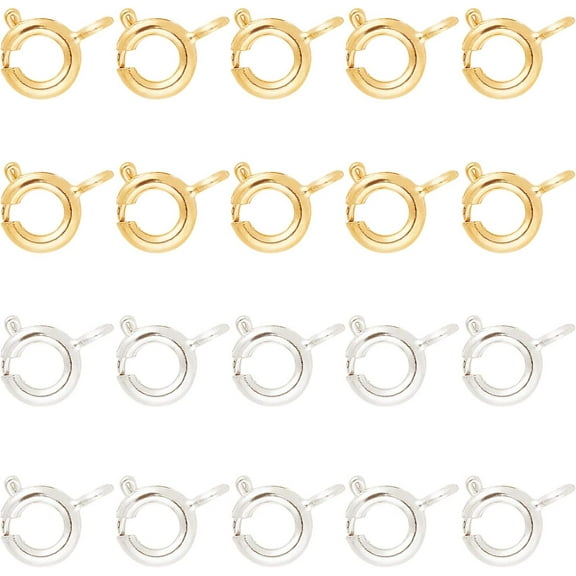 1 Box 100 Pcs 6mm Brass Spring Ring Clasps Round Clasps Open Spring Ring for Jewelry Making (Golden & Silver)