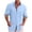 Blue, variant on Men's Casual Cotton Linen Button-Up Shirt Business Regular Fit Lapel Dress Shirt Fashion Colorblock Check Pocket Long Sleeve Top