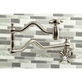 thumbnail image 2 of Kingston Brass KS2108AX Heritage Two-Handle 1-Hole Wall Mount Pot Filler Faucet in Brushed Nickel, 2 of 8