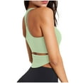 thumbnail image 6 of Bxsruta Women's Seamless Sports Bra Workout Crop Top Tank Tops for Women Long Lined Sports Bra Ribbed Crop Top Fitness Green S, 6 of 6