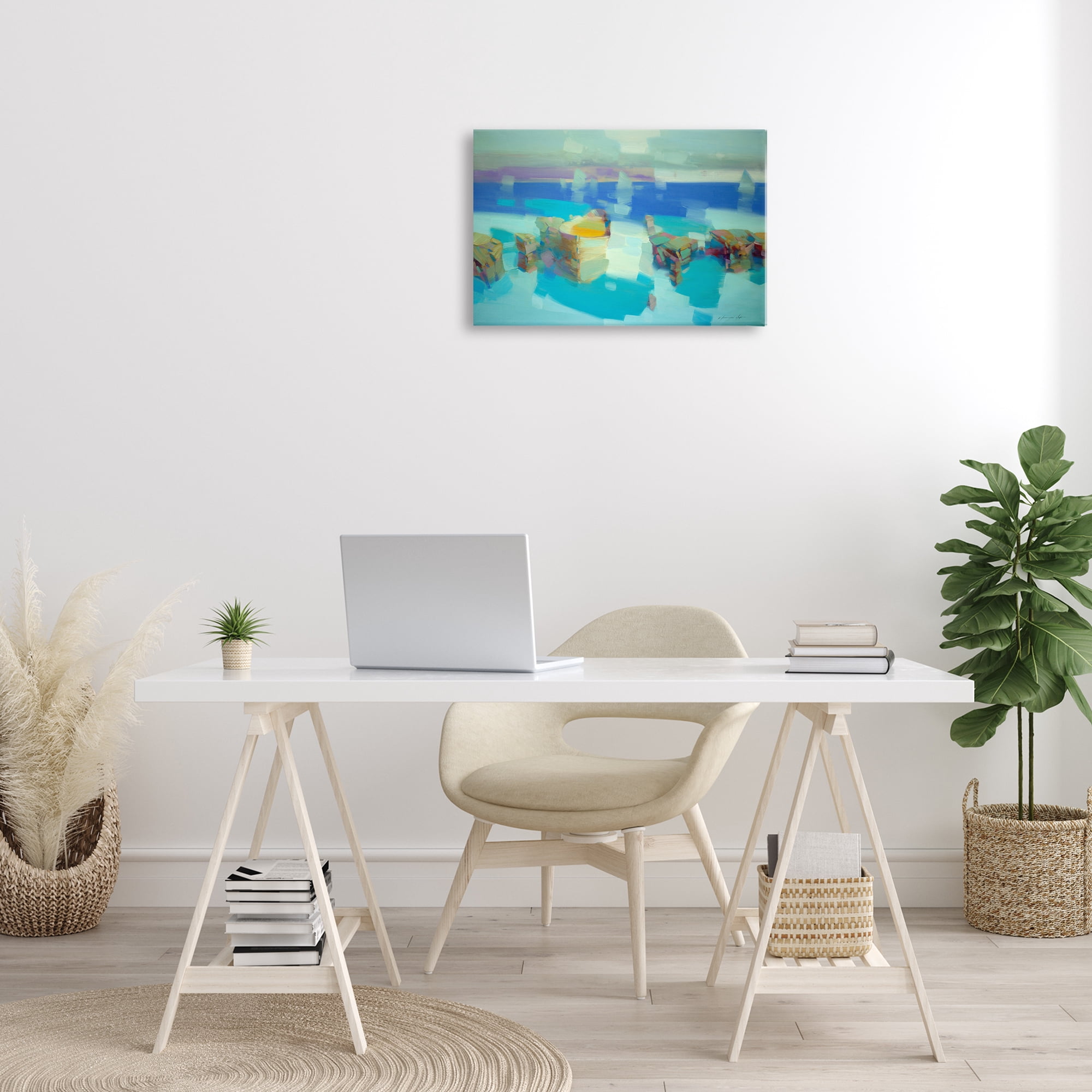Stupell Industries Abstract Nautical Cliffs Abstract Painting Gallery Wrapped Canvas Art Print Wall Art, 24 x 16