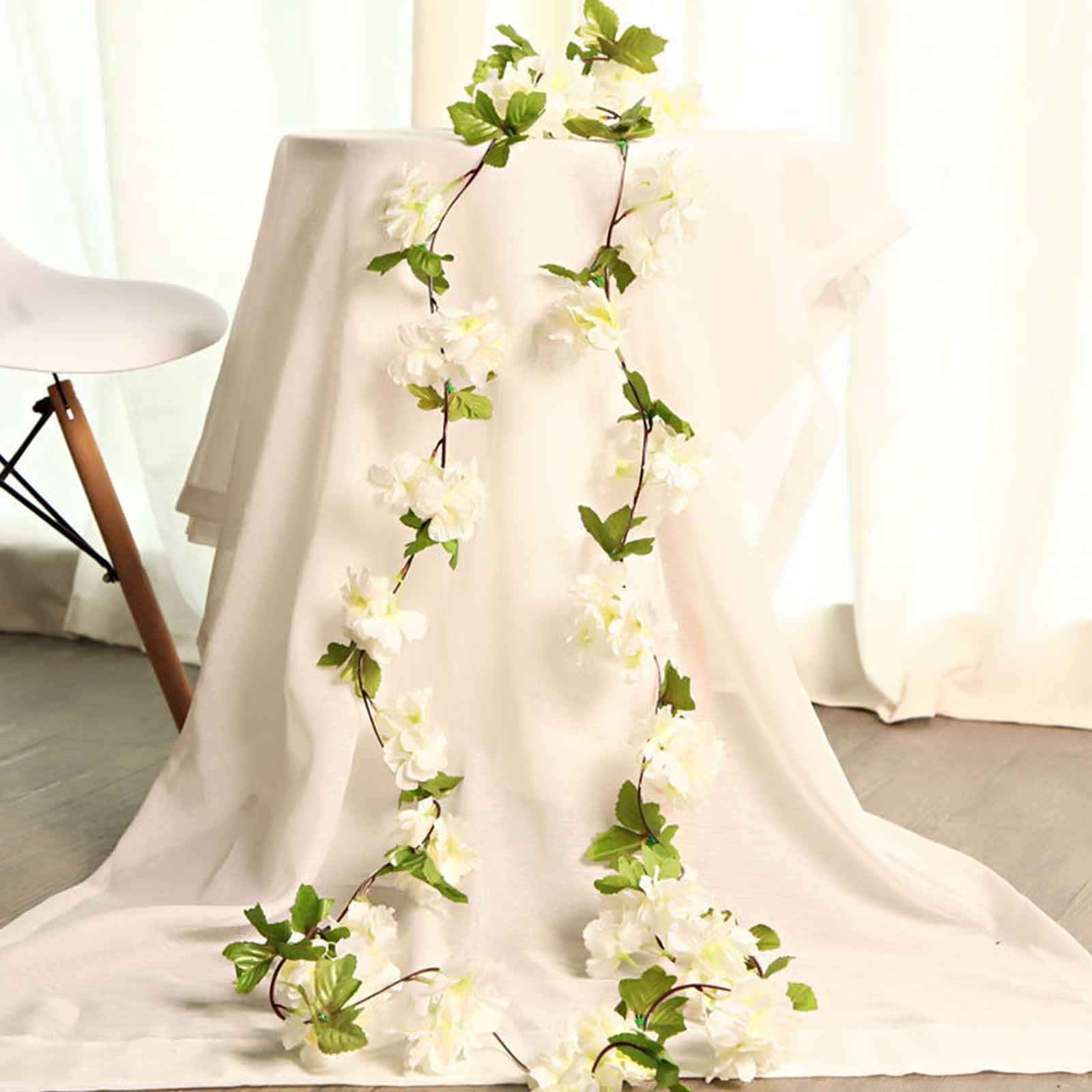 Clearance! Titcea 91" Artificial Cherries Blossoms Flower Vines, Hanging Silk Flower Garland Faux Flowers for Outdoors Spring Wedding Garden Party Home Arch Decor