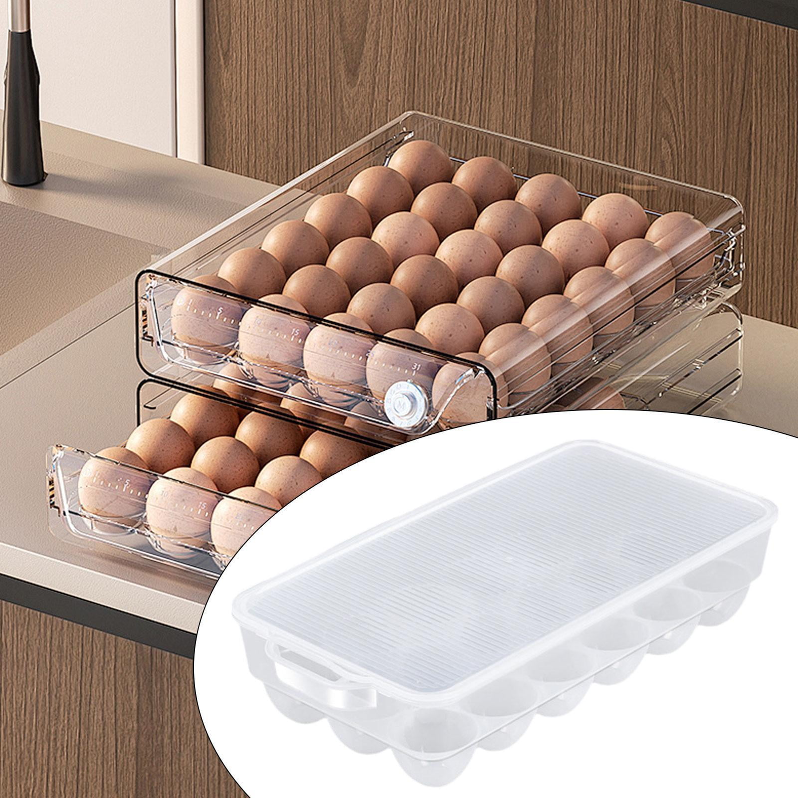 TISHITA Transparent Egg Storage Box Egg Storage Solution with Cover Storage Box Egg Drawer Fridge Egg Tray Refrigerator Egg Organizer
