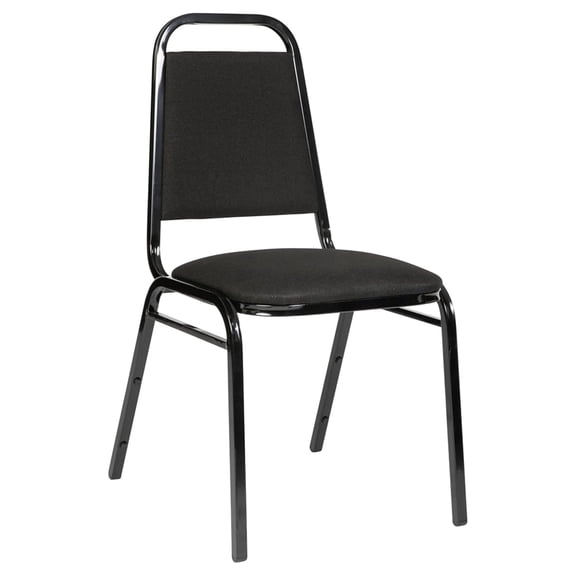 Hercules Series Trapezoidal Back Stacking Banquet Chair in Black Fabric - Black Frame