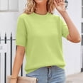thumbnail image 5 of Dwellite Womens Short Sleeve Sweaters Knitted Round Neck Sweater Shirts Business Casual Work Tops 2026 Summer Solid Clothes Green 2XL, 5 of 5
