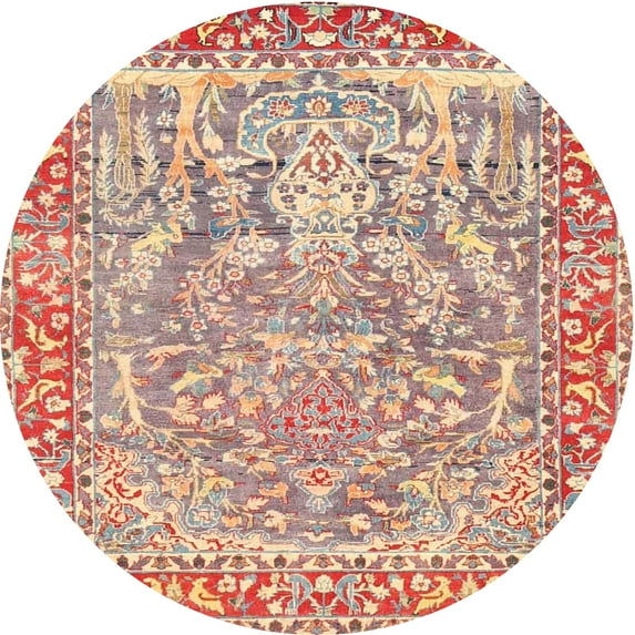 Ahgly Company Indoor Round Traditional Brown Persian Area Rugs, 3' Round