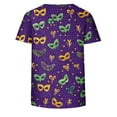 thumbnail image 4 of Cadancy Women Mardi Gras Shirt Carnival Rave Party Pullover Round Neck Short Sleeve Tops Cozy Casual Loose Holiday Print Tee Shirts Trendy Outfits, 4 of 6