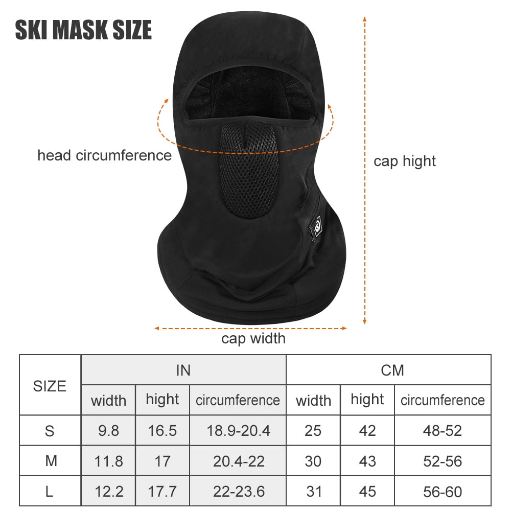 Savior Heat Heating Ski Mask with Battery, Electric Warm Hats for Women, Snowboard Balaclava Neck Warmer Man Thermal Balaclava