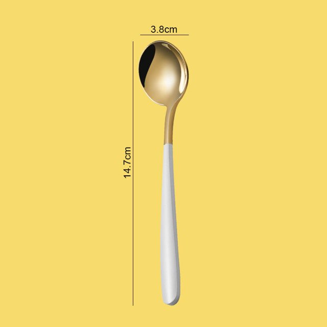 Cuchara de café de acero inoxidable 304 para el hogar, utensilio de cocina de estilo europeo con mango largo dorado para postre, novedad Fivean unisex