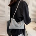 thumbnail image 4 of Bolso de hombro con textura para mujer, diseño cruzado, cadena, minibolso cuadrado pequeño con destellos de diamantes de imitación, 4 of 6