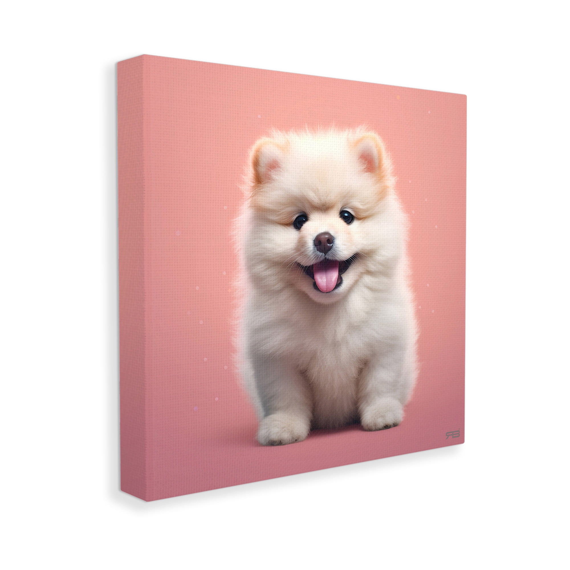 Stupell Industries Fluffy Puppy on Pink Animals & Insects Painting Gallery Wrapped Canvas Art Print Wall Art, 36 x 36