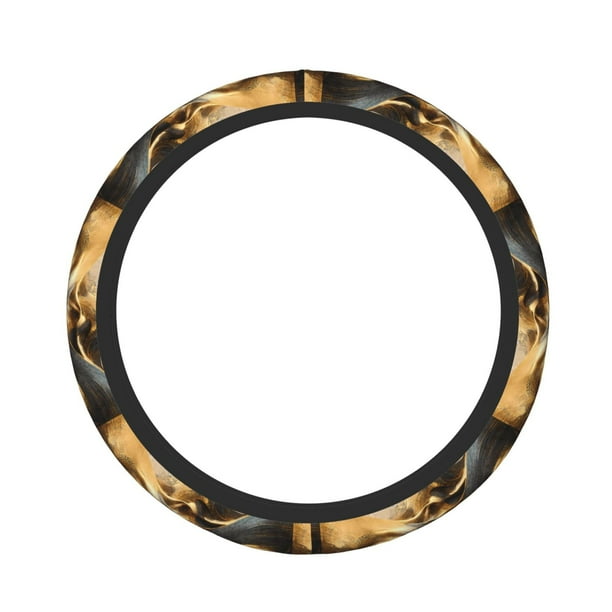 Balery Luxurious Gold Flow Fundas elásticas antideslizantes para volante, funda protectora universal para hombre y mujer, 15 pulgadas, accesorios para coche.