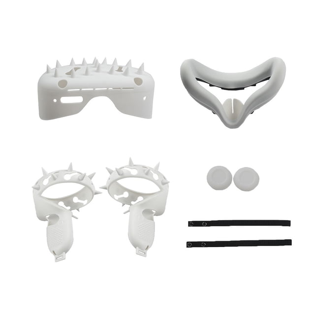 VR Headset Protector VR Lens Cover Silicona Controlador Protector Botón Tapas Kit Reemplazo para Oculus Quest 2, Blanco Vogacara EL001397-02B