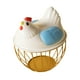 thumbnail image 2 of Cesta de huevo de pollo Soporte de huevo fresco Contenedor de almacenamiento de huevo redondo rústico Encimera Cesta de recolección de huevos para Raya dorada azul, 2 of 8