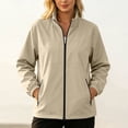 thumbnail image 4 of OGLCCG Rain Jacket for Women Waterproof Lightweight Stand Collar Windbreaker Jacket with Pockets Outdoor Softshell Jacket,Size S-XXL, 4 of 7