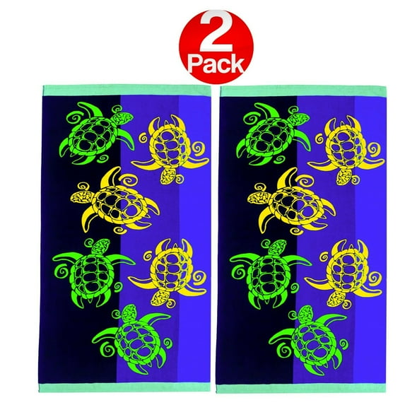 Kaufman 2 Pack Swimming Turtles Beach Towels for Kids,30"x 60" Pool Towel.