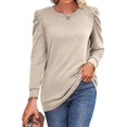 thumbnail image 1 of Womens Sweatshirt Crew Neck Puff Sleeve Pullover Sweaters Winter Clothes Trendy Flowy, 1 of 5