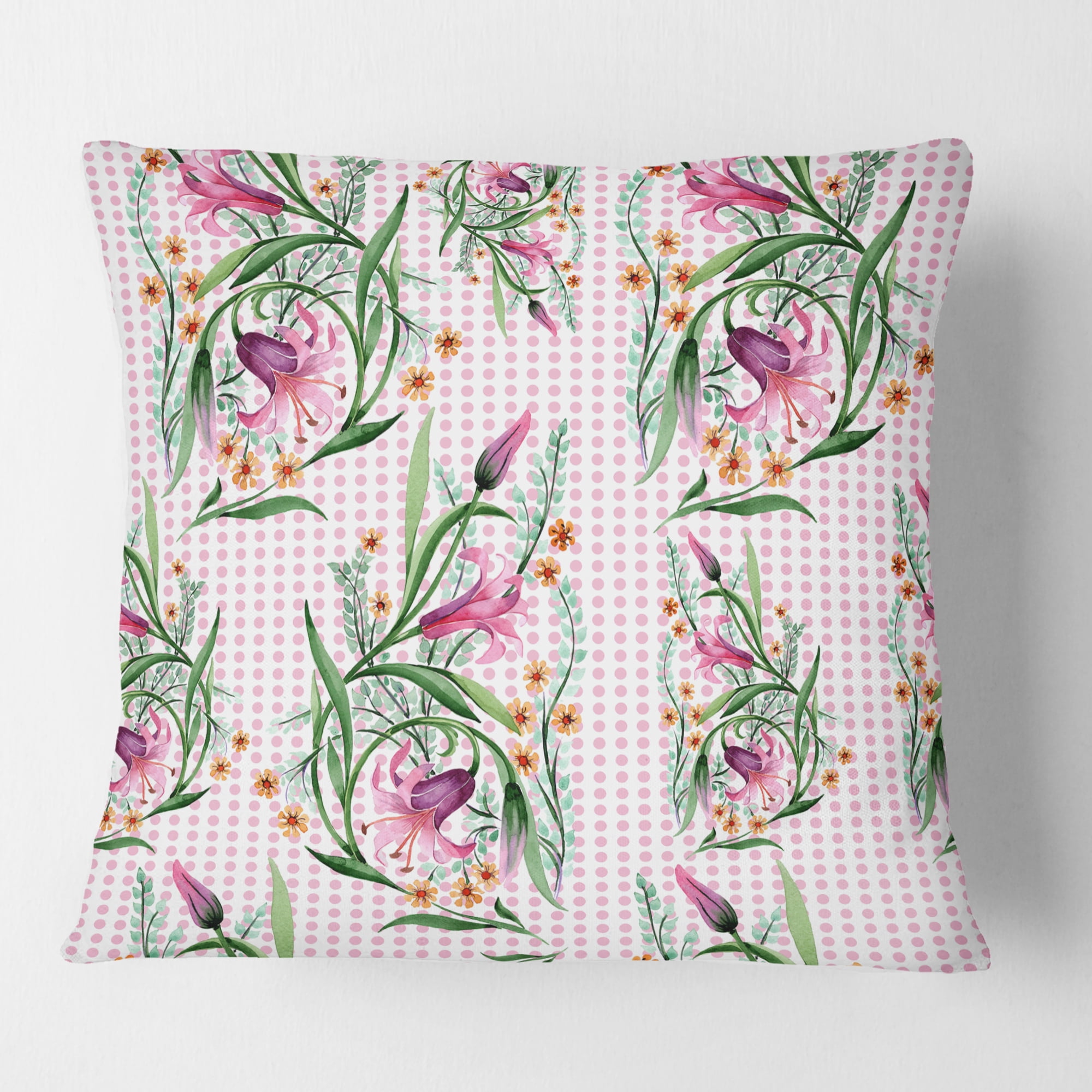 Designart Floral Botanical Retro X' Mid-Century Modern Throw Pillow - 18x18