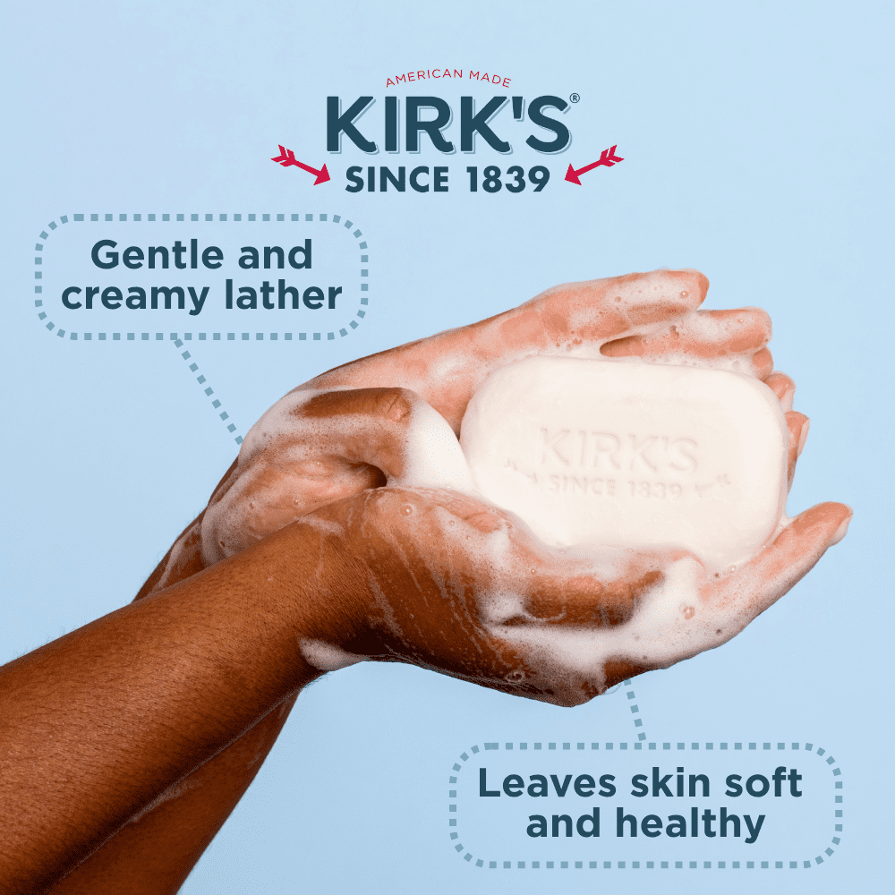 Kirk's Castile Bar Soap - Made With Premium Coconut Oil, Original Fresh Scent, 4 oz. Bars, 4 Pack