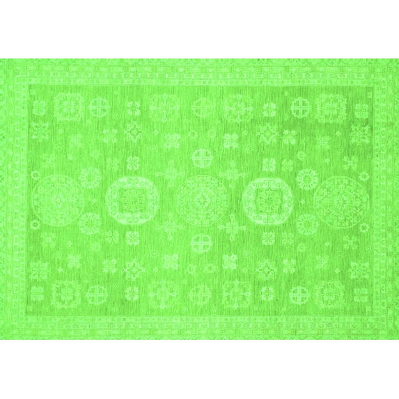 Ahgly Company Indoor Rectangle Oriental Green Modern Area Rugs, 5' x 7'