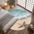 thumbnail image 3 of 3.3ft Round Rug, Beach Coastal Non-Skid Rubber Backing Large Area Rugs - Living Room Bedroom Home Office, Summer Nautical Starfish Aqua Beige Indoor Floor Mat Carpets Washable Rug, 3 of 9