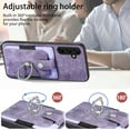thumbnail image 3 of Compatible with Samsung Galaxy A26 5G, Classic Card Slots 360 Rotating Finger Ring Kickstand PU Leather + TPU Frame Magnetic Closure Back Case Cover for Samsung Galaxy A26 5G, Purple, 3 of 13