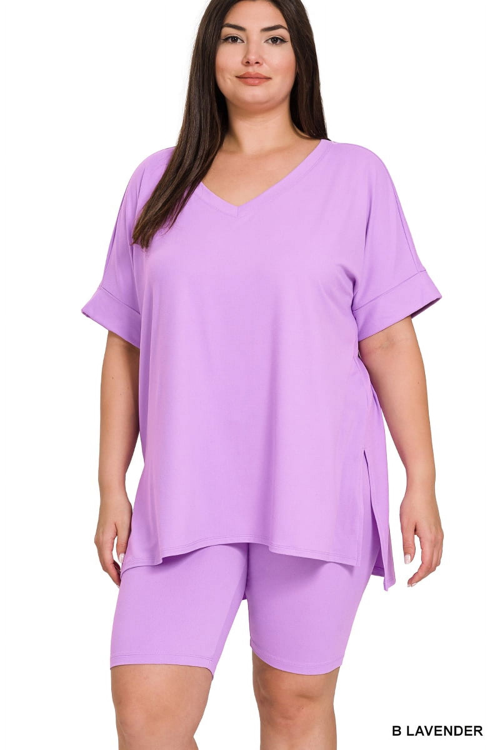 Zenana Women's Brushed DTY Microfier V-Neck Short Sleeve Hi Zenana Women's Brushed DTY Microfier V-Neck Short Sleeve Hi