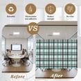 thumbnail image 6 of Teal Black Plaid Window Privacy Film, Farmhouse Teal Black Checkered Static Cling UV Sun Blocking Tint Film Heat Control Windows Films for Bedroom Bathroom, Window Stickers 23.6"x59", 6 of 8