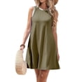 thumbnail image 3 of Summer Dresses for Women Vacation Casual Beach Sundress Sleeveless Tank Crewneck Shift Swing Dress Green S, 3 of 10